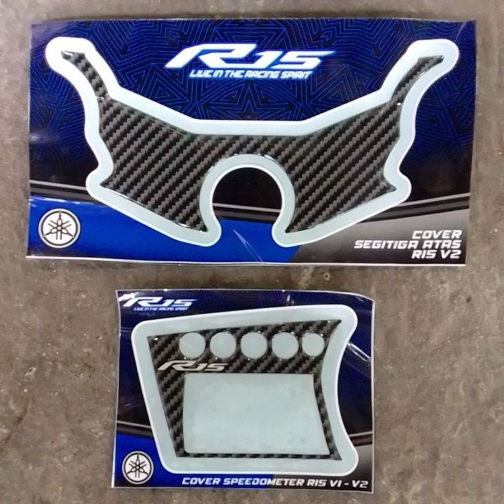 stiker timbul carbon cover segitiga stang speedometer yamaha r15 v2