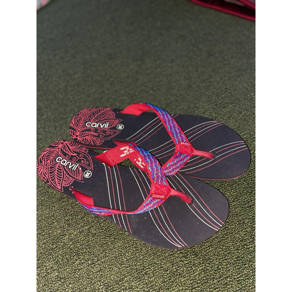 carvil sendal cewe jepit merah hitam