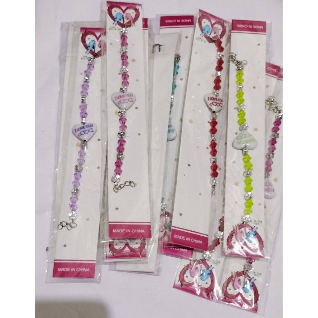 gelang korea manik manik / gelang berkarakter i love you