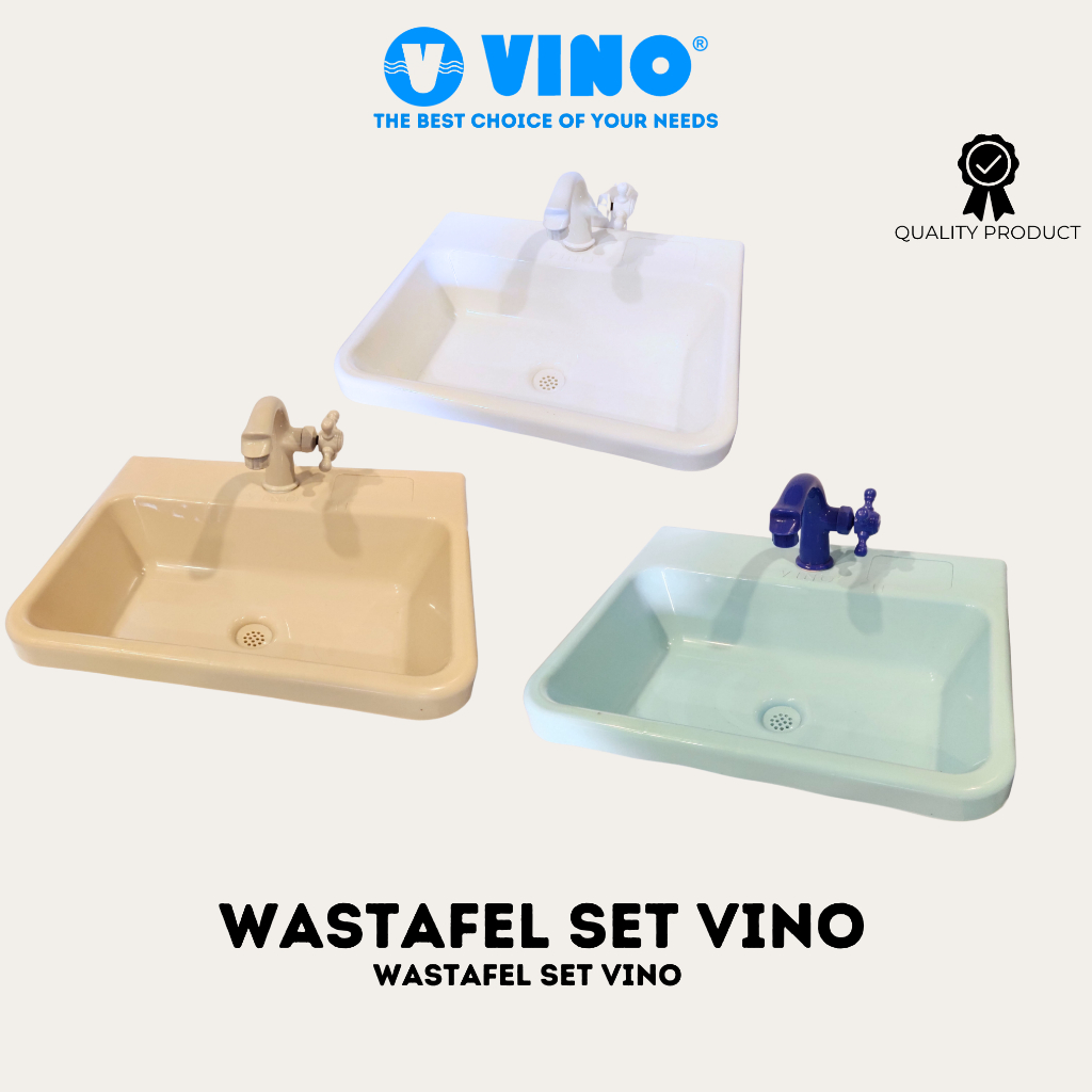 VINO WASTAFEL BAK SET  - Wastafel Bak Plastik - Bak Cuci Tangan - Putih / White, Biru / Blue, Coklat