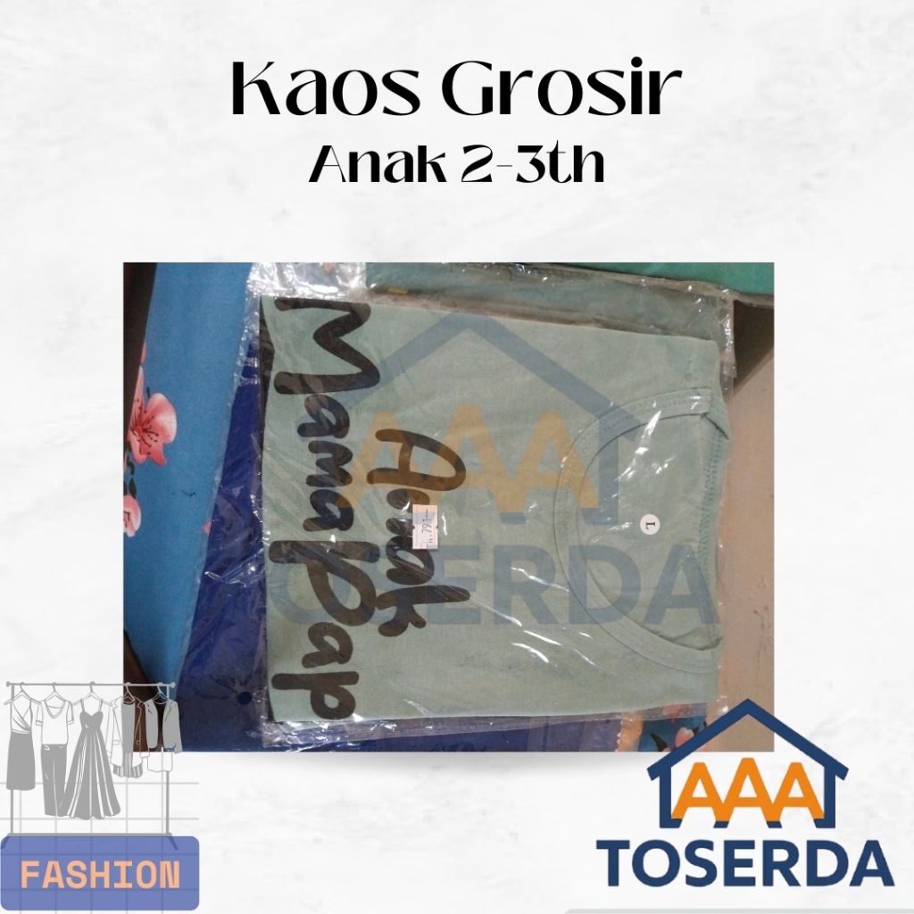 AAA Toserda | Kaos Anak Usia 2-3 Tahun | Rosir Ex Pasar Klewer | Murah & Berkualitas
