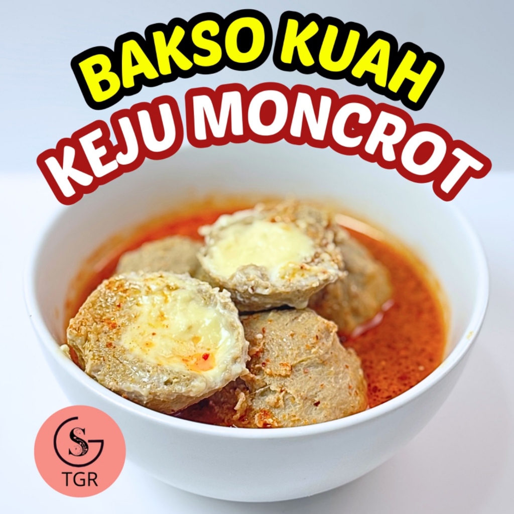 

BAKSO KUAH KEJU MONCROT HOT CREAMY CHILLI OIL ISI 4 BUTIR Food Frozen Makanan Baso Instan Susu Aci