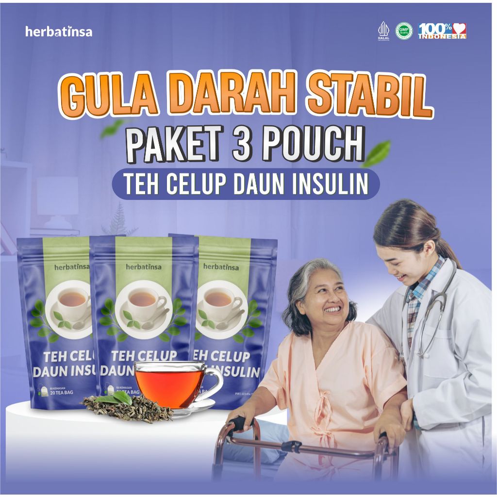 

Herbatinsa Gula Darah Stabil Teh Celup Daun Insulin Paket 3 Pouch, Diabetes terjaga