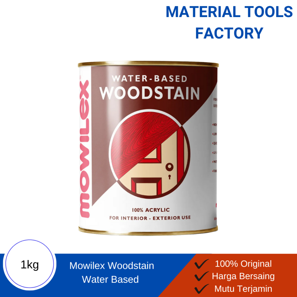 wood stain mowilex 1kg plitur water based eksterior - cat kayu - cat pintu kayu mowilex