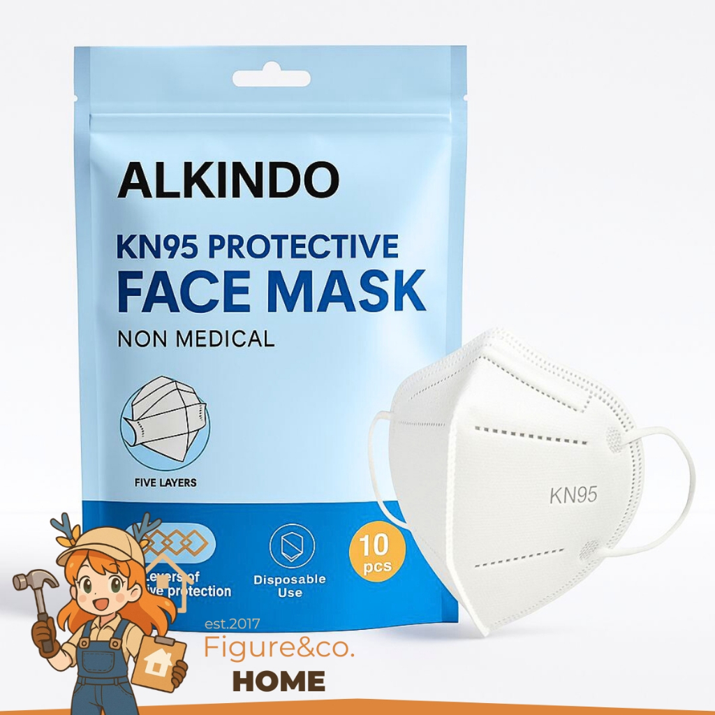 Masker KN95 Alkindo Original Putih Hitam 5 Ply isi 10 Pcs