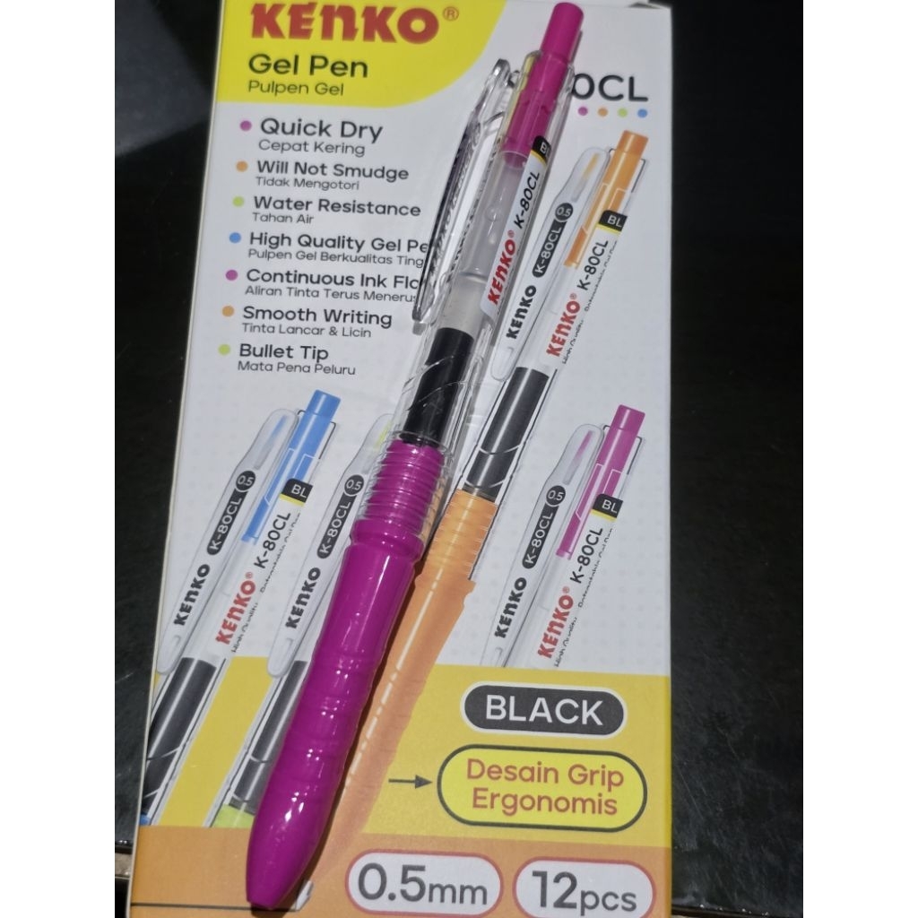 

PEN GEL KENKO K80-CL HITAM PER LUSIN PEN GEL KENKO 0.5MM PER 12 PCS