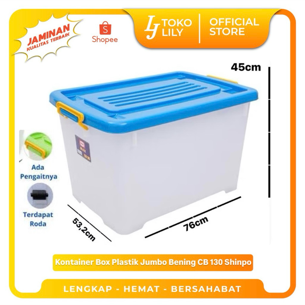Kontainer Box Plastik Jumbo Bening CB 130L Shinpo