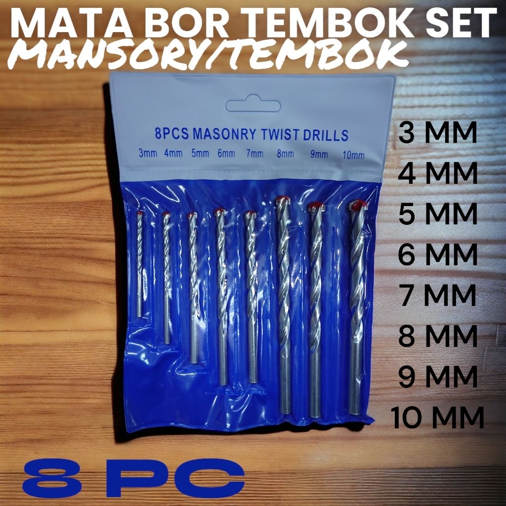 MATA BOR TEMBOK/BETON 8PC SET MURAH 2822D