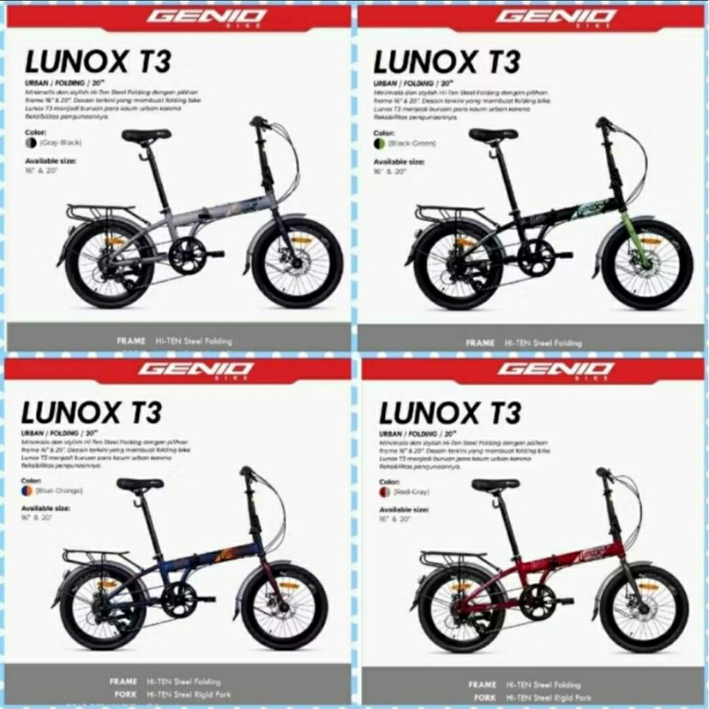 Sepeda Lipat (Folding Bike) 16 inch Merk Genio Lunox 1.0