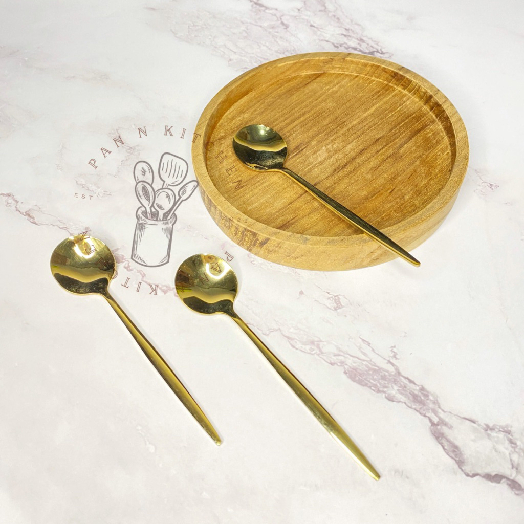 (1 pcs) Sendok Teh Mini Gold/ Gold Tea Spoon/ Sendok Teh Sultan Emas Tebal Estetik/ Sendok Properti 