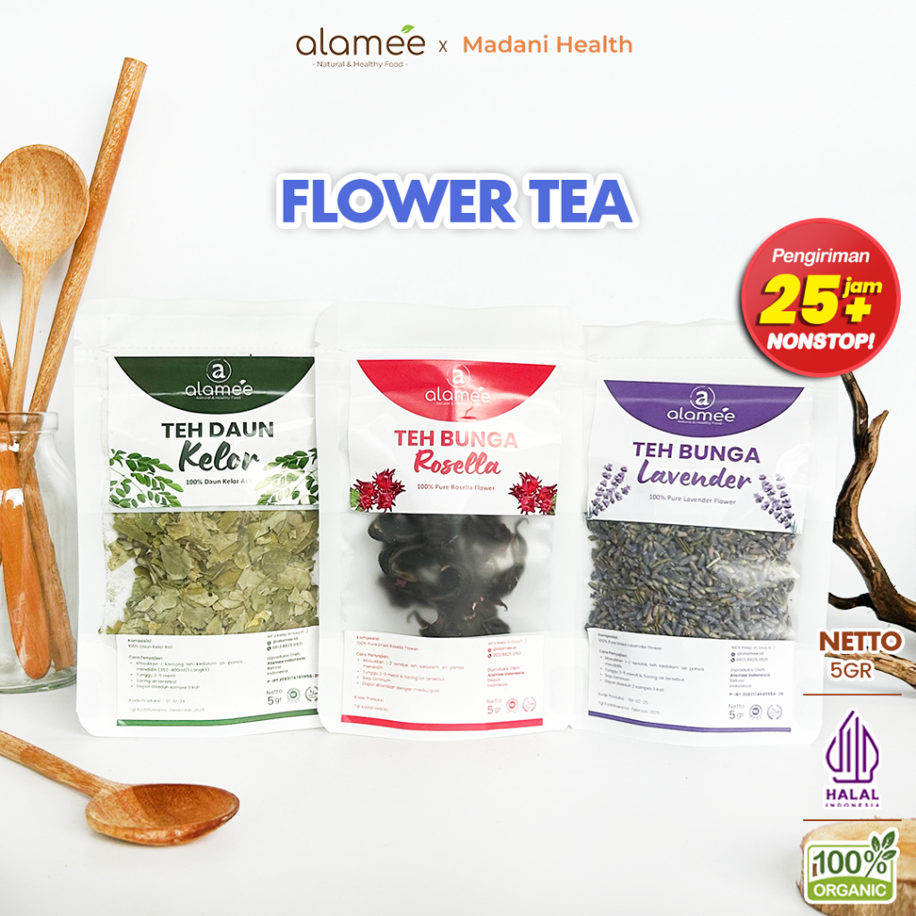 

ALAMEE Teh Jati Cina 5gr Chamomile Bunga Rose Bud Earl Grey Flower Tea Dried Organic Organik madanihealth