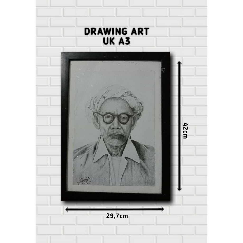 

JASA SKETSA WAJAH CUSTOM UKURAN A3 + FIGORA KACA/DRAWING ART HITAM PUTIH
