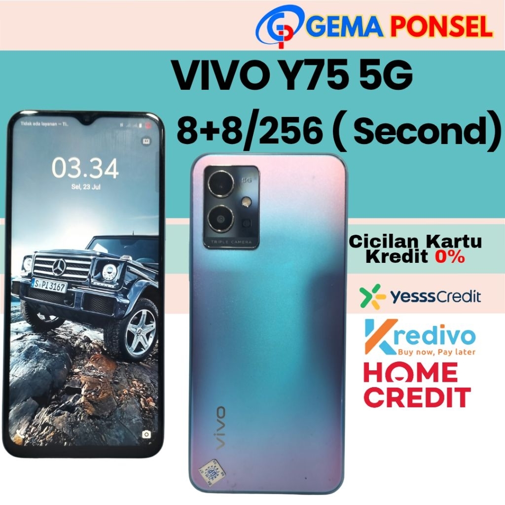Hp Second Vivo Y75 5G 8/256 Komplit FullSet