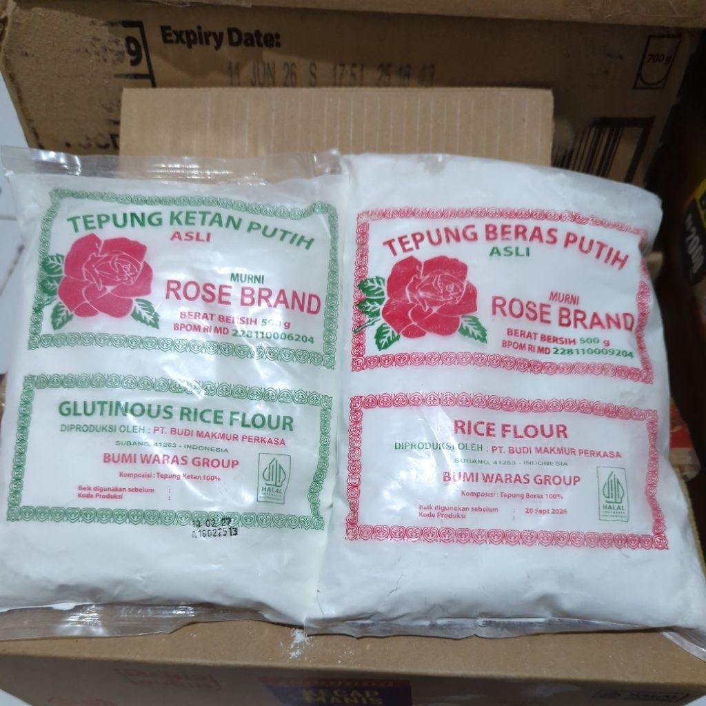 

ROSE BRAND Tepung beras putih 500g & Tepung ketan putih 500g