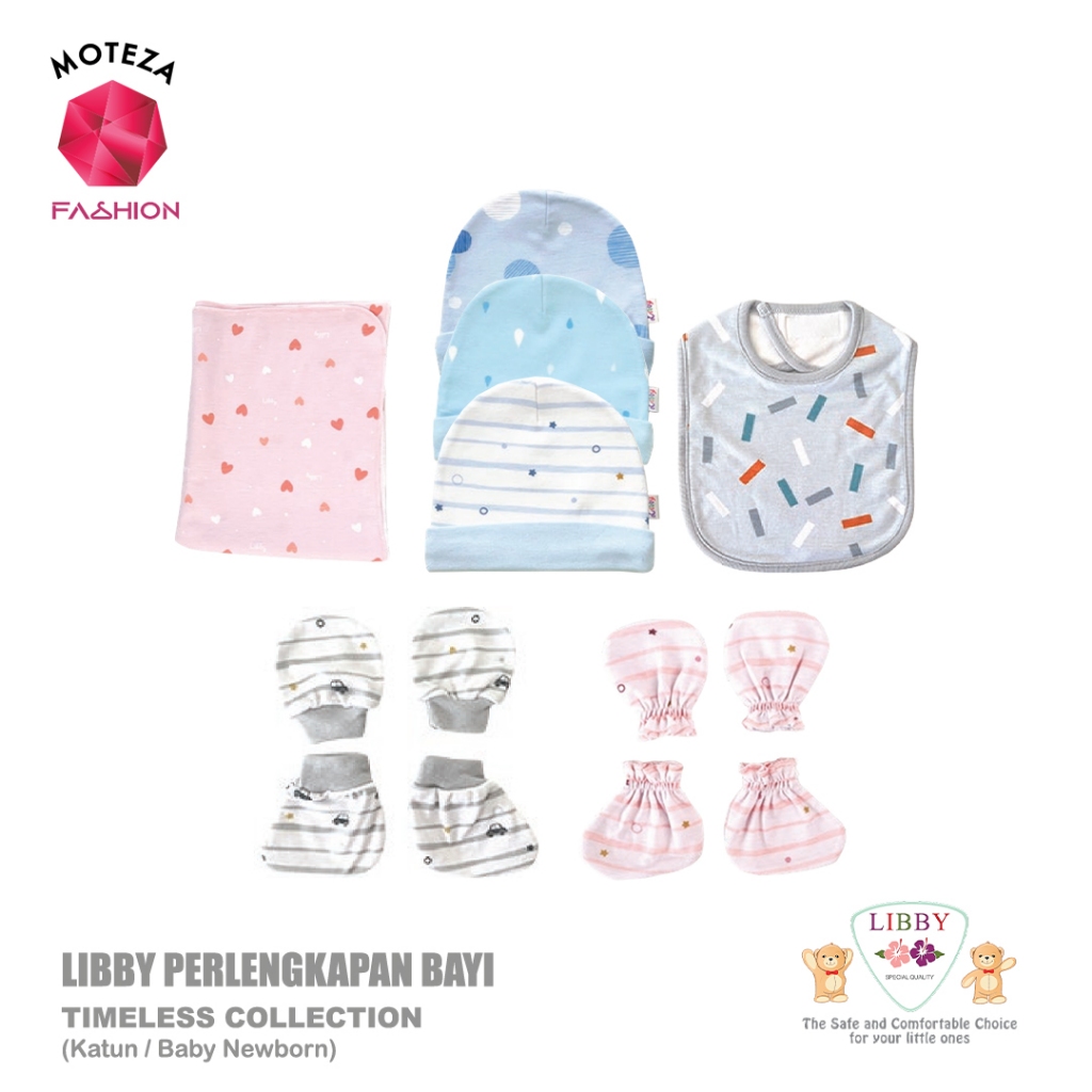 LIBBY Sarung Tangan Kaki Bayi | Bedong Bayi | Slaber Bayi | Topi Bayi | Baby NewBorn | Timeless Coll