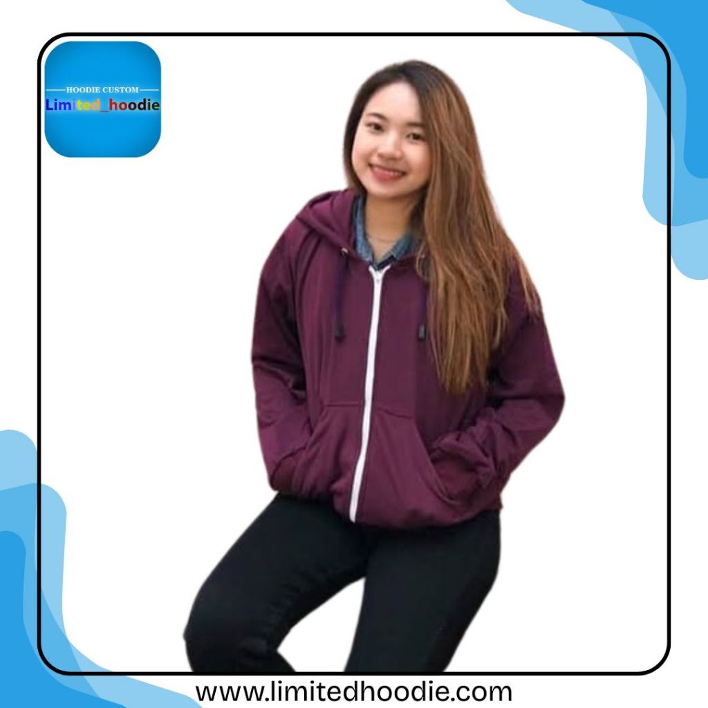 Bahan [HIGH QUALITY] Jaket hoodie zipper reselting burgundy cotton fleece asli tebal dan halus jamin