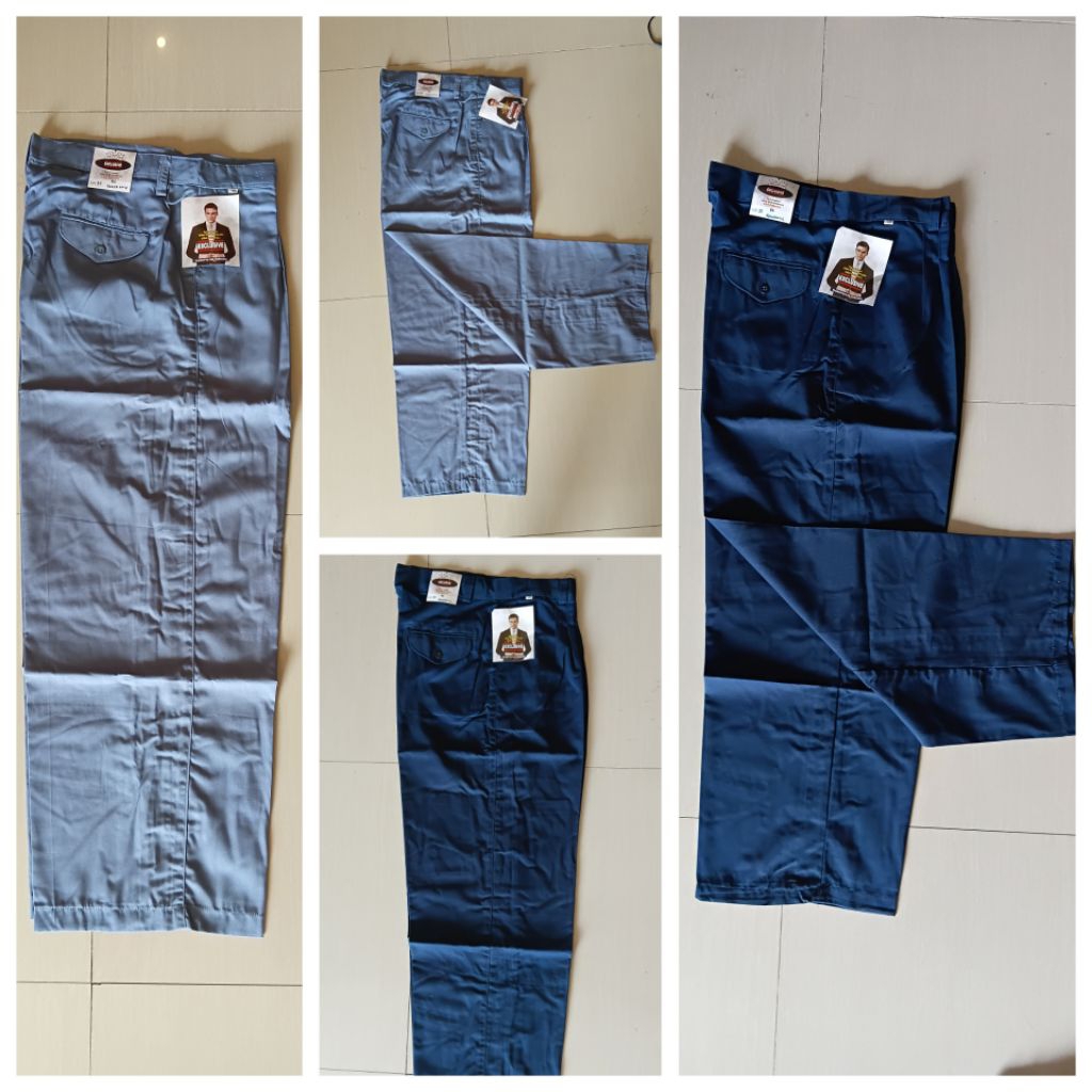 seragam sekolah celana gombrong / polong saku dua depan satu belkang saku tutup kain drill premium k