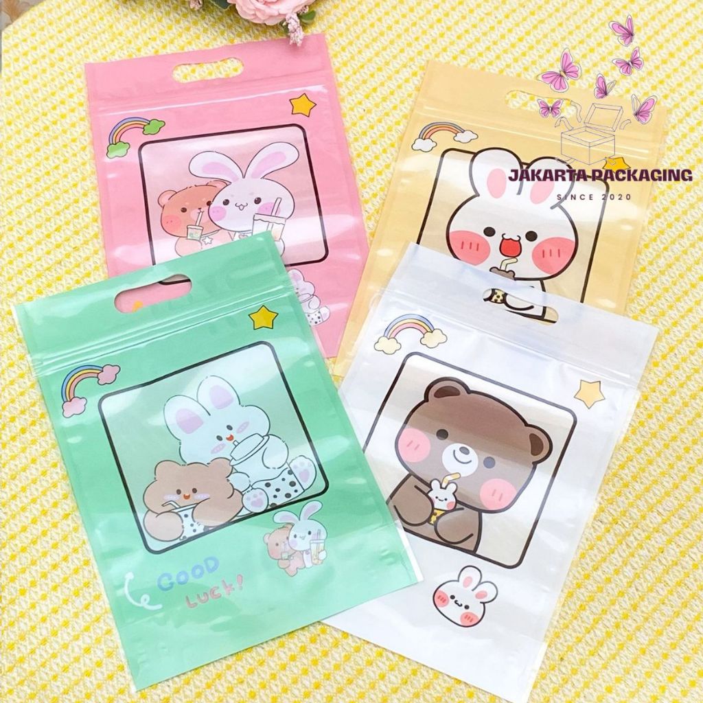 

Zipper Plastik Motif Bunny & Bear UK 23x15cm – Tas Souvenir Cute Jakartapackaging