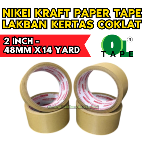 

NIKEI Kraft Tape / Lakban Kertas Coklat 48 mm x 14 Yard Kraft Paper, Ekonomis, Berkualitas