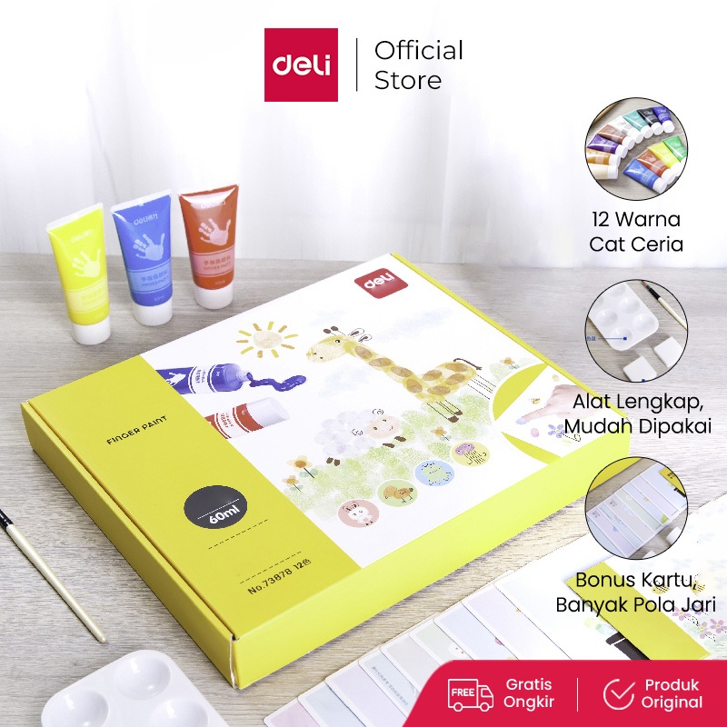 

Deli Washable Finger Paint Non Toxic Cat Jari Tangan 12 Warna 60ml Hand Painting 7387X