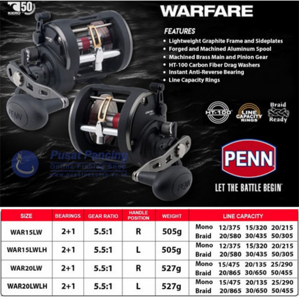 Reel PENN OH WARFARE 15/20 Handle Kiri - 20LWLH
