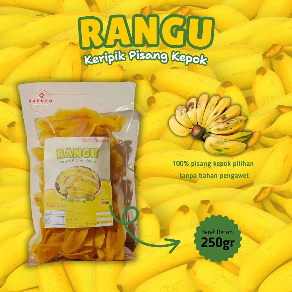 

Rangu - Keripik Pisang Kepok Original Asin Gurih (Jajanan Cemilan Makanan Enak) 250 gram