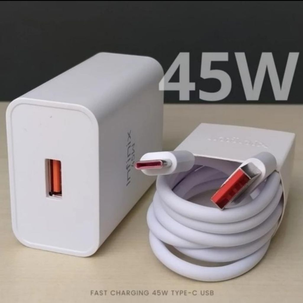Charger 45W Infinix Note 40/40 Pro Original 100% Fast Charging 45 Watt Type C