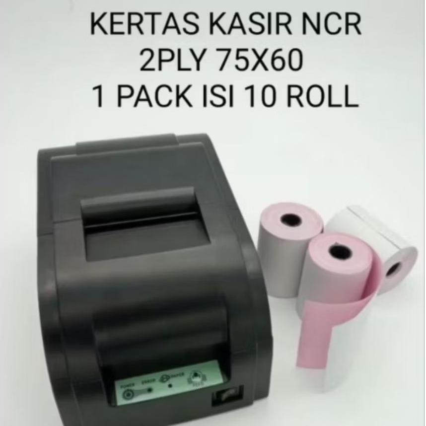 

Kertas Kasir Ncr 2ply 75x60 paket 10 roll Struk kasir