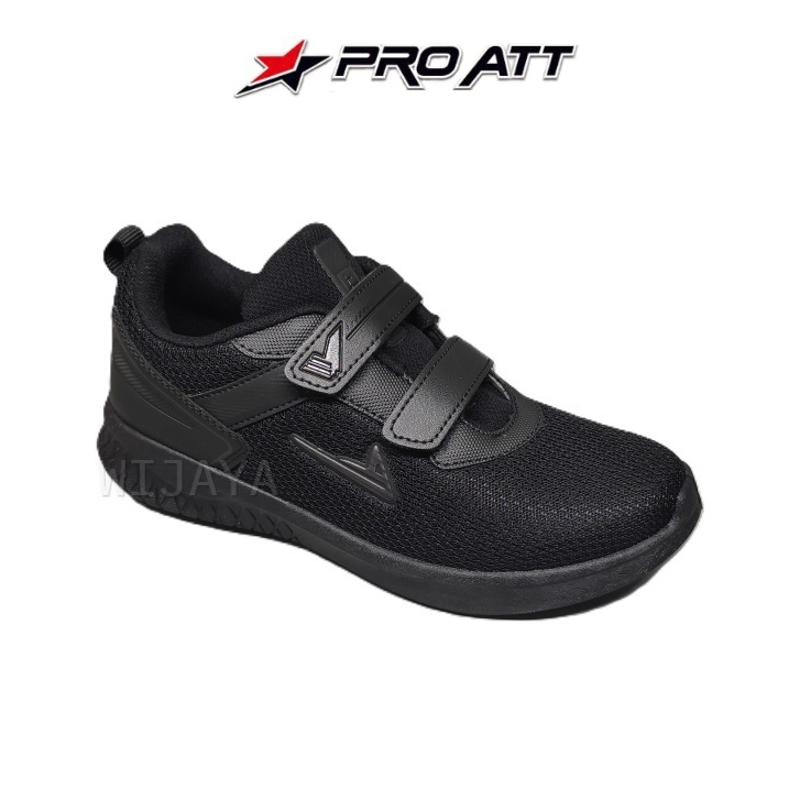 Pro Att Sepatu Sekolah 31-38 Sneakers Anak Hitam Polos Putih Perekat pc