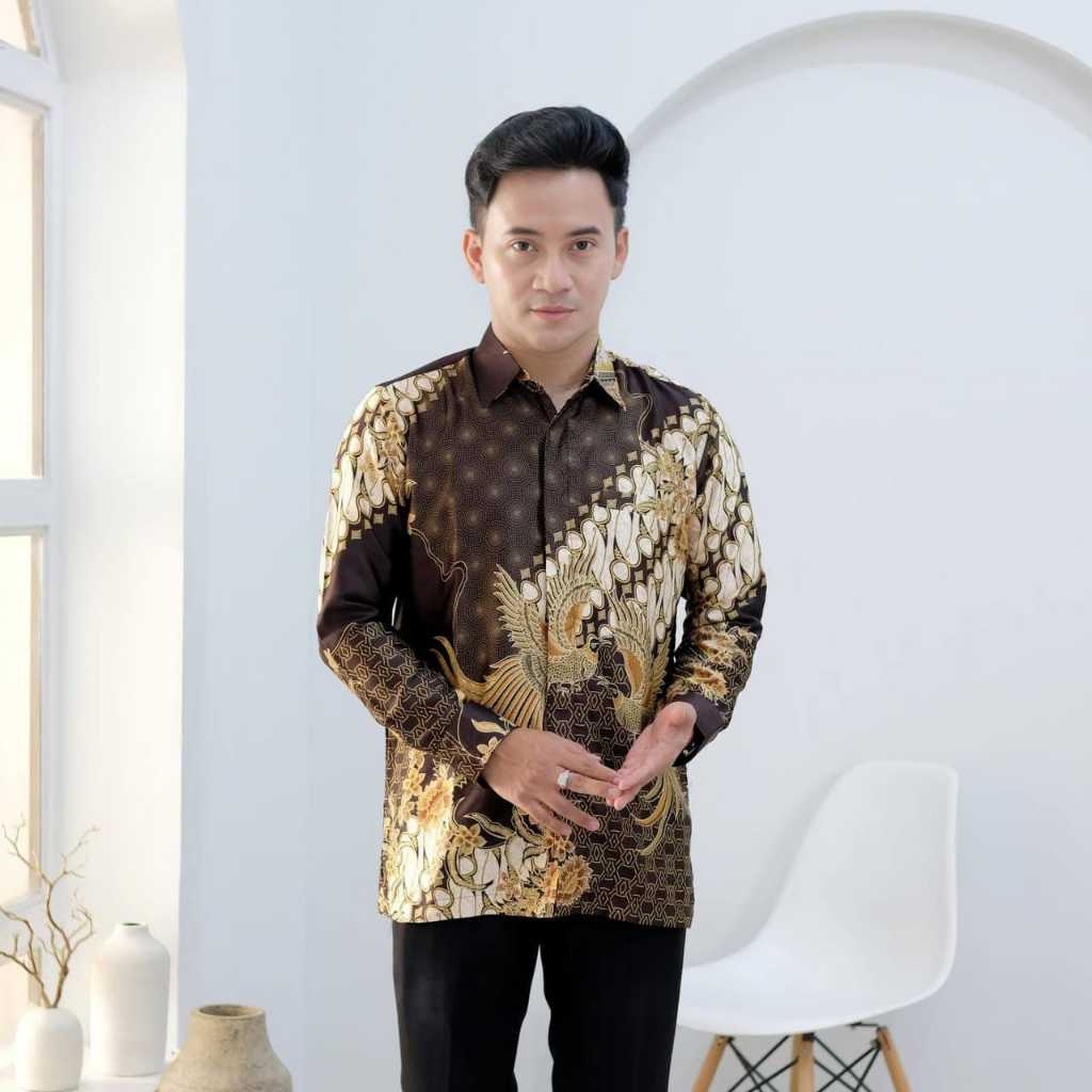 Nazilla Batik - Batik Pria Furing Sutra Silky Bahan Licin Lengan Panjang Kondangan