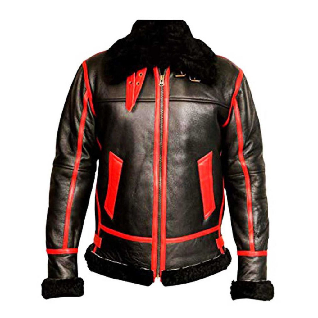 Jaket Kulit pria Strip Merah Jaket Kulit Imitasi Pria model Residen evil Leon Kennedy