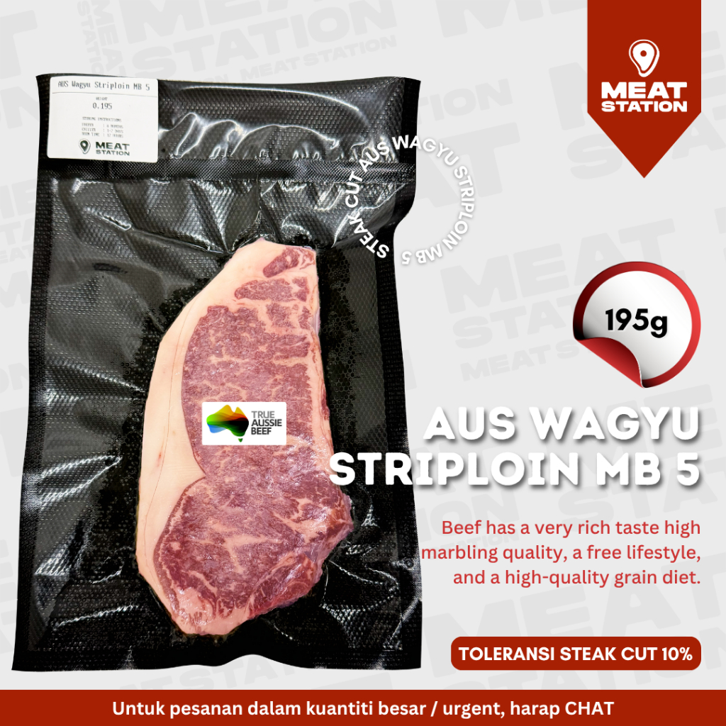 

AUS Wagyu Striploin MB 5 195g / Beef Steak Cut / Beef Import