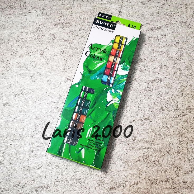

KODE K34O Vtec Cat Akrilik Cat Acrylic Colour Paint Set 18 Warna Vtec Lukis Kanvas