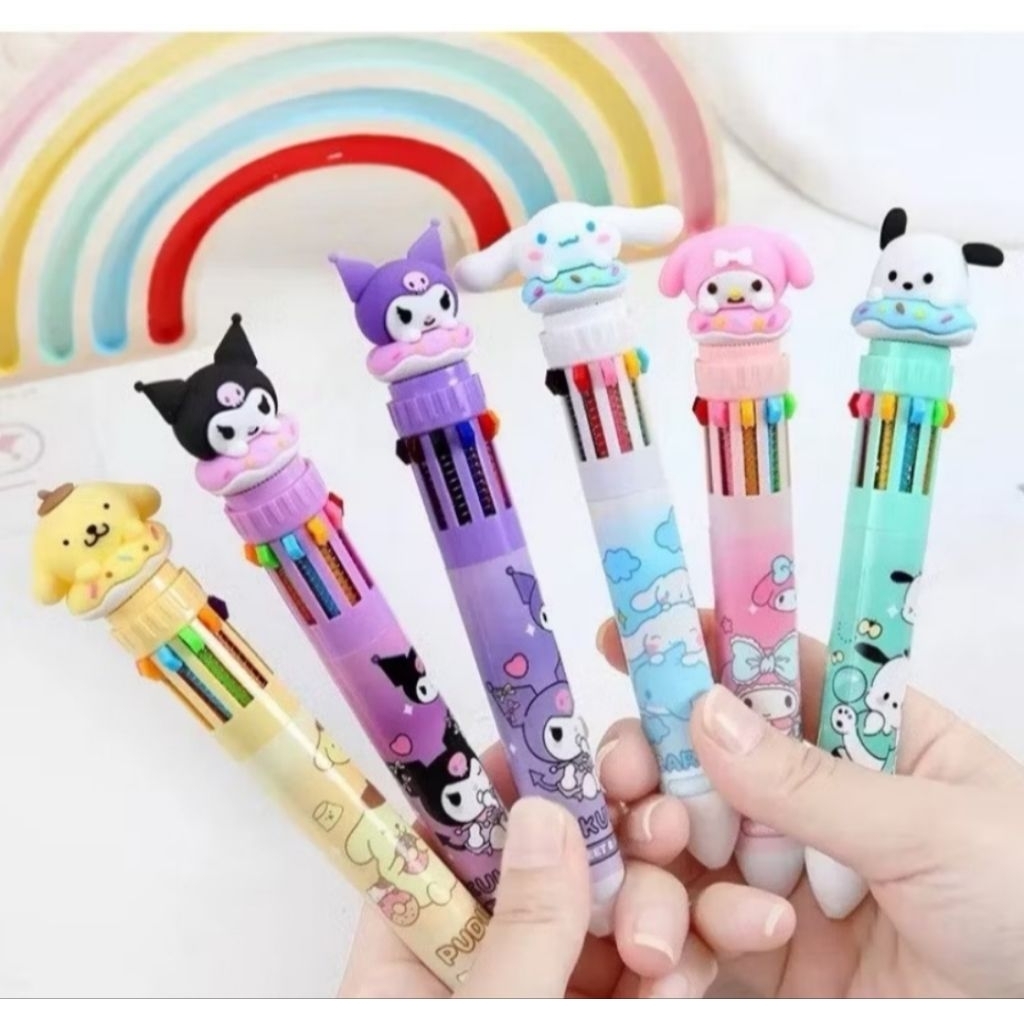 

PULPEN 10 WARNA SANRIO / ASTRONOT / AVANGER / LOTSO SEKOLAH WARNA WARNI MEKANIK MURAH