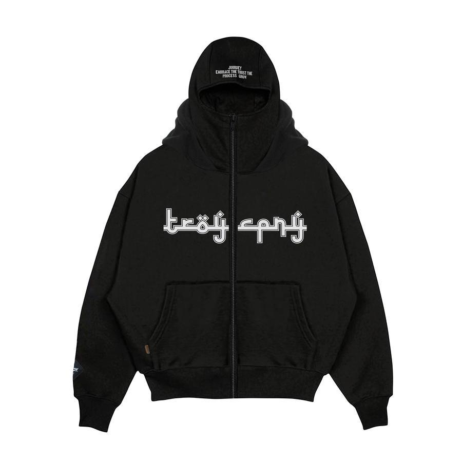 Troy Company HOODIE BOXY ZIPPER BALACLAVA Black Khafi - Jaket Hoodie Zipper Hitam