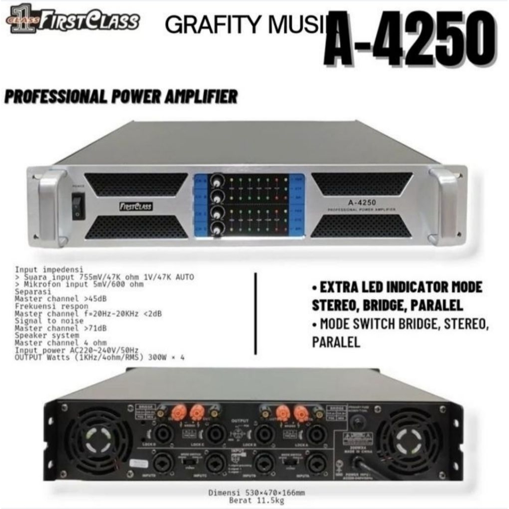 Power Amplifier FirstClass 4250 | FC A4250 4 Channel 4CH FCA4250