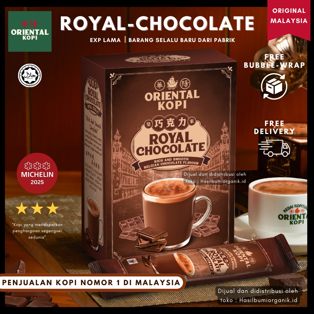 

ORIENTAL ROYAL CHOCOLATE ORIGINAL MALAYSIA / ORIENTAL WHITE COFFEE / ORIENTAL KOPI ( 38g x 10 sachets )