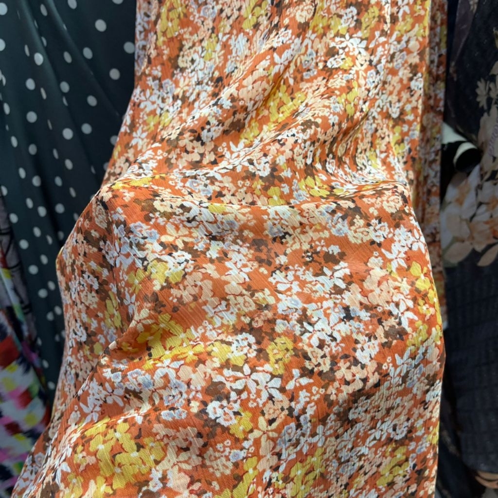 kain sifon motif bunga import - (RM) kain sifon Yoryu motif bunga kecil - kain bahan sifon motif -ka