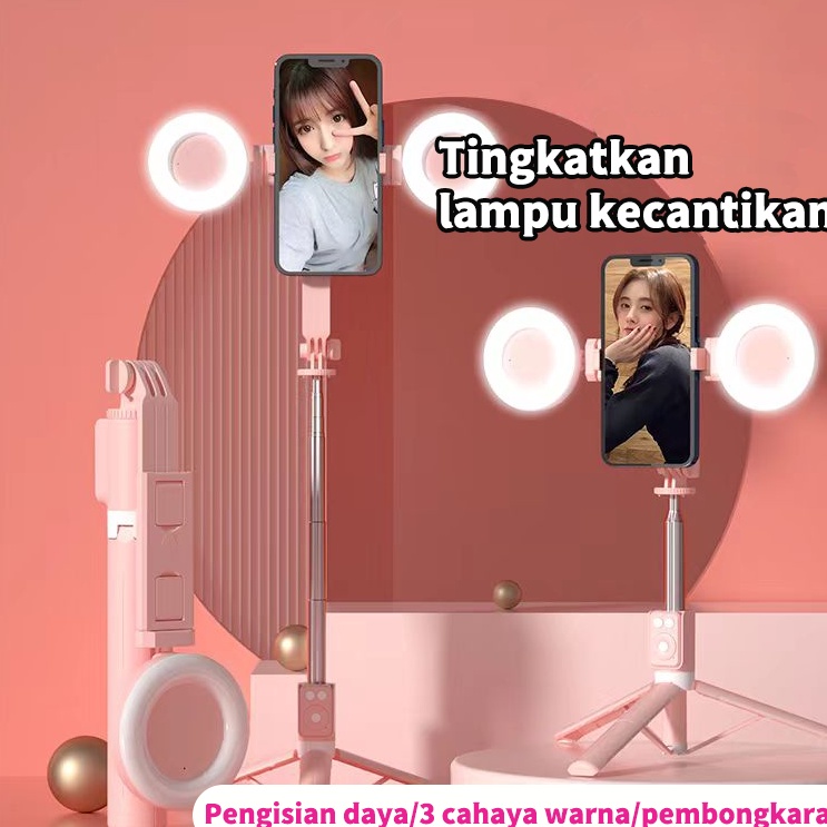 KODE B97R TR BISA COD 165CM Tongsis Tripod lampu LED Gimbal Stabilizer Bluetooth Selfie Stick Remote