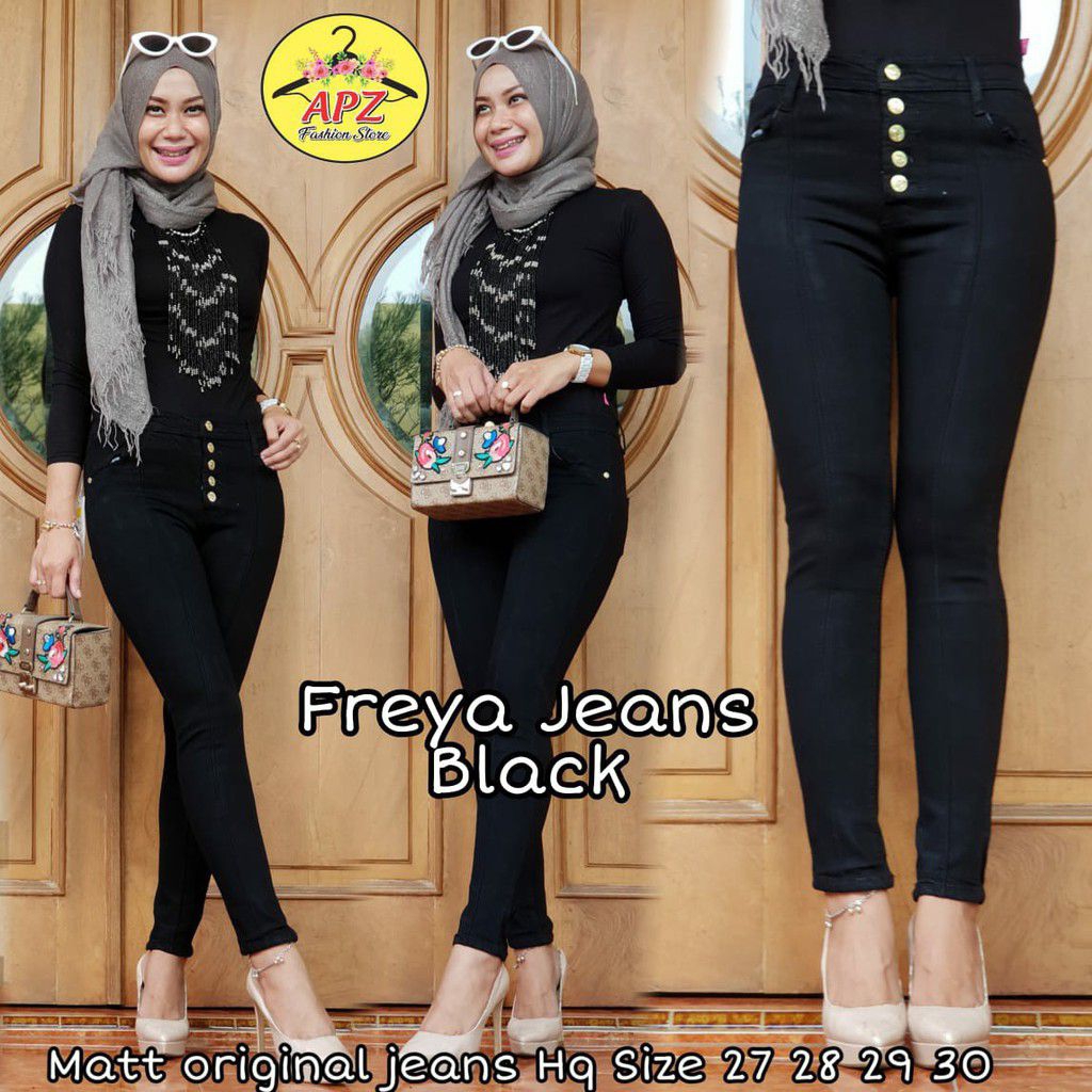 Celana Jeans Wanita Kancing 5 / Celana Jeans High Waist Kancing 5/ Celana Pensil Wanita / Celana Jea