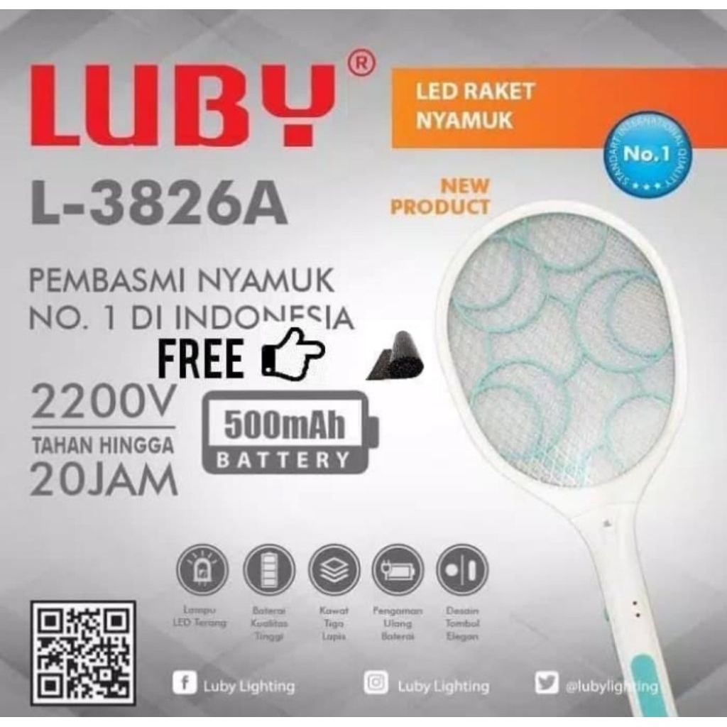 RAKET NYAMUK LUBBY L-3826A