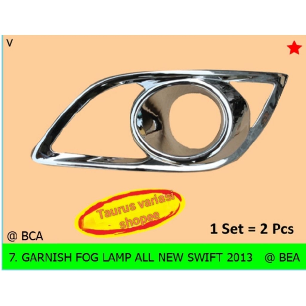 Ring/Cover foglamp Lampu Bumper Depan Mobil Swift 2013 Warna Chrome