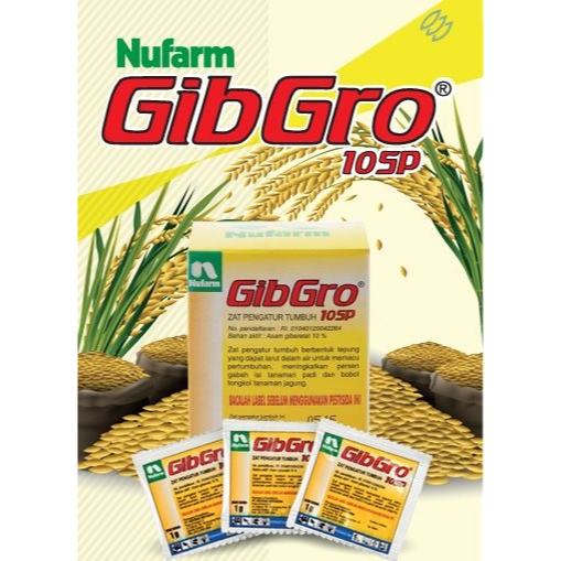 1 sachet Gibgro 10 SP Nufarm zat pengatur tumbuh dengan kandungan asam giberelat (GA3)