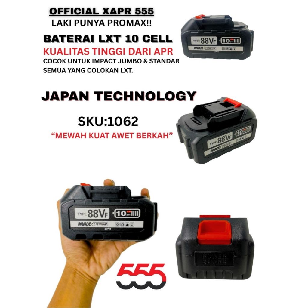 PROMO BATRAI LXT APR JAPAN 1062 10cell kode 88v 99v 48v 21v 20v COCOK UNTUK SEMUA JENIS IMPACT