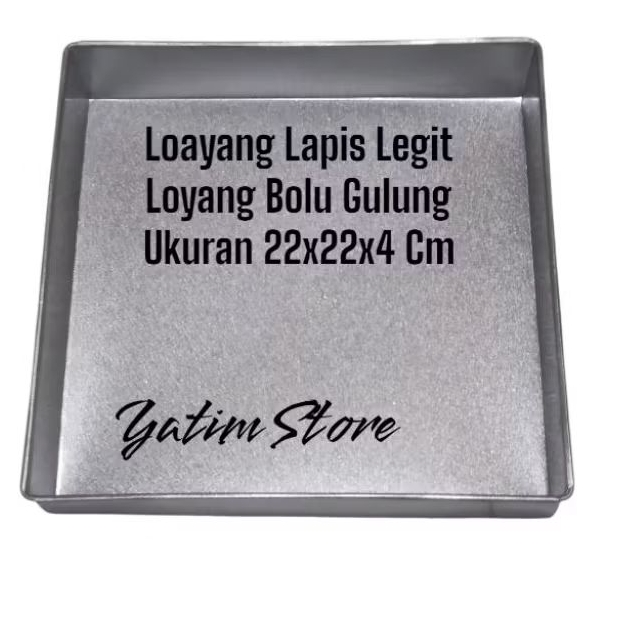 Loyang Kue Lapis Legit Ukuran 22x22 Cm Tinggi 4 Cm / Loyang Kue Bolu Gulung / Loyang Brownies Kotak 