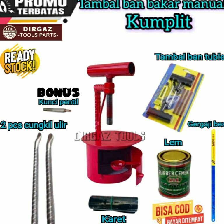 KODE U16J SEPAKET Alat tambal ban bakar dan tambal ban tubeles Alat tambal ban bakar motor lengkap m