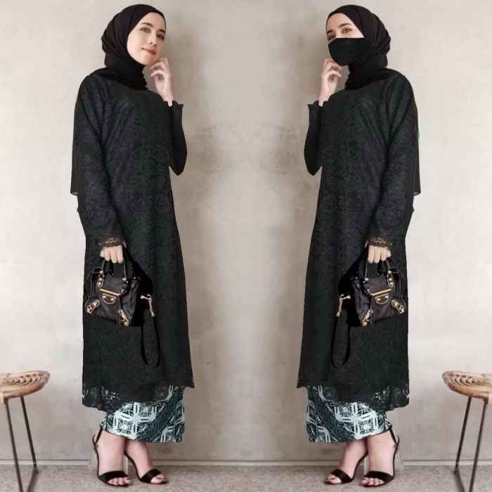 BISA COD Set Kebaya Tunik Brokat dan Rok prisket / Kebaya Modern / Baju Kondangan / Kebaya Pesta / k