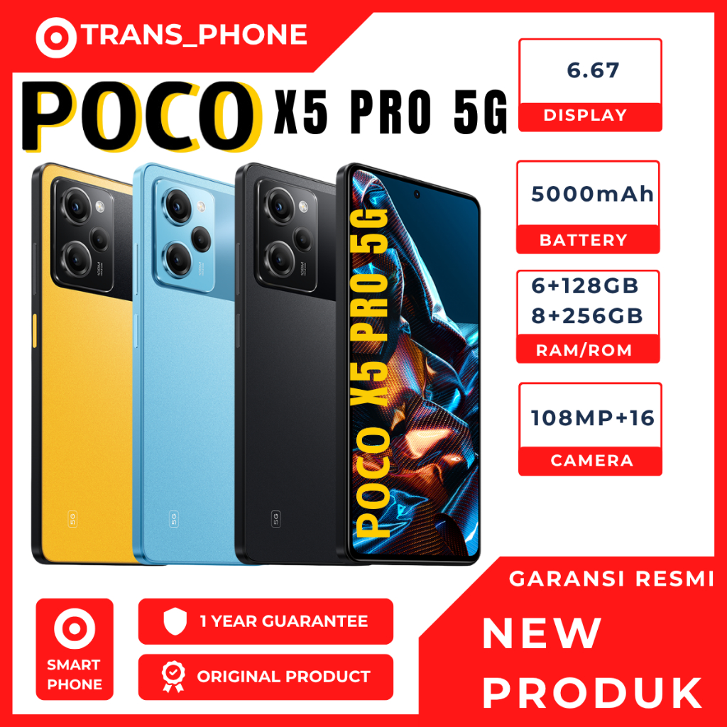 Poco X5 Pro 5G Snapdragon778G 8/256 6/128 GARANSI RESMI XIAOMI