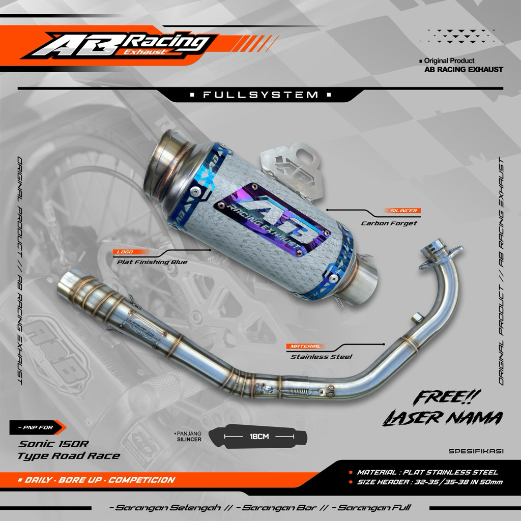 Knalpot racing sonic original A&B racing Exhaust type roadrace sonic150r