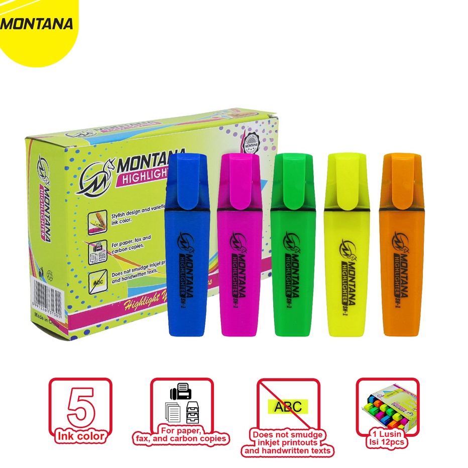 

MONTANA Highlighter Stabilo 12 Pcs Color Marker Penanda Berwarna SH1